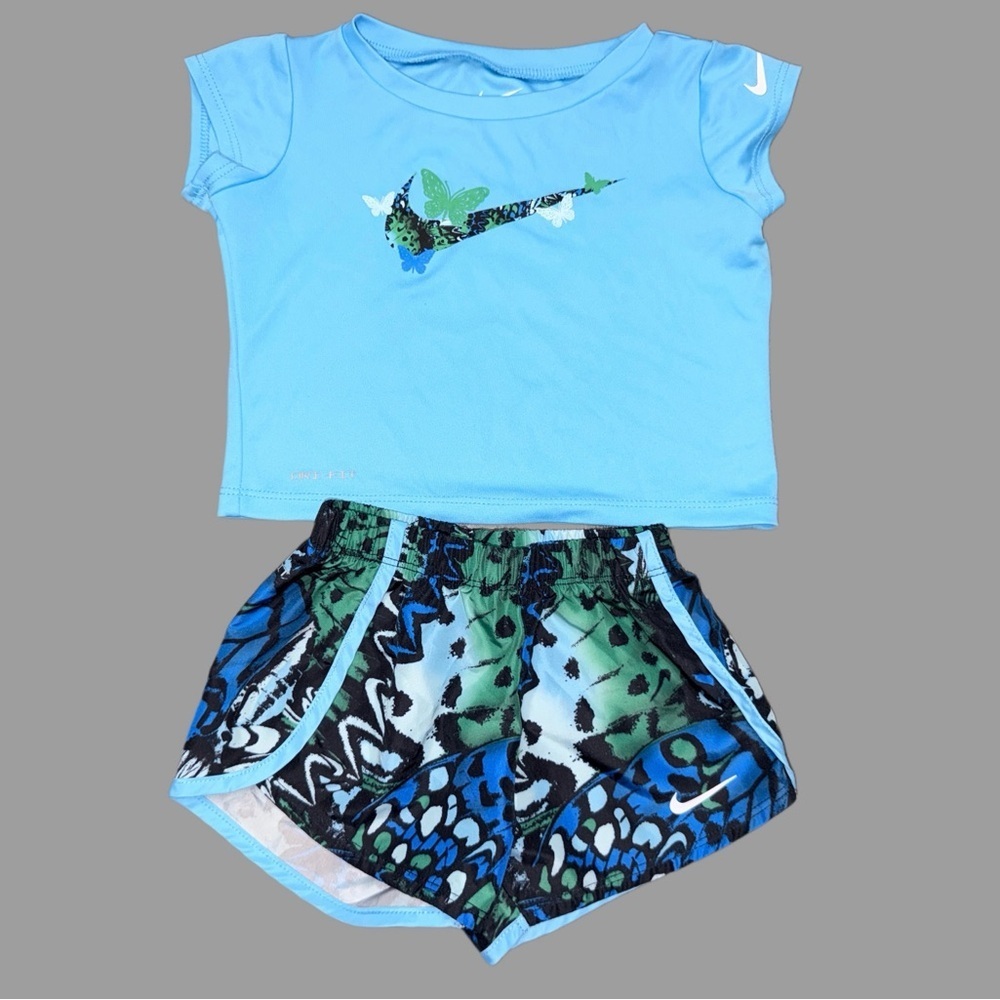 Nike Dri-Fit Butterfly Logo Top & Shorts Set | 18 Months | Like New - Picture 2 of 5